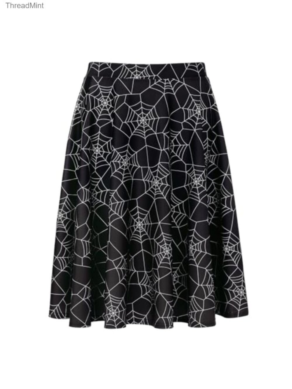 High Waisted Midi Skater Skirt Knee Length Flowy Pleated A-Line